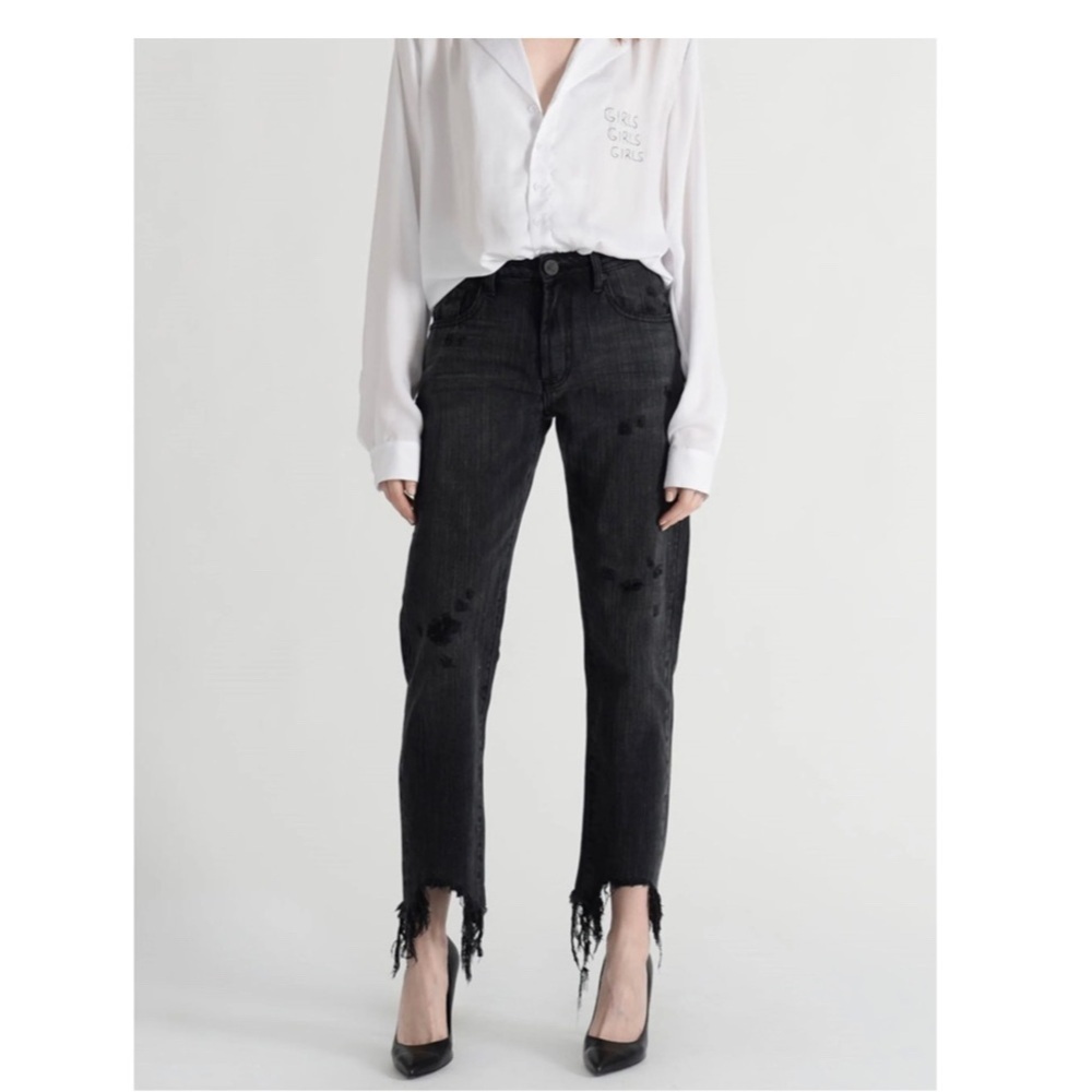 One Teasppon by Free People Women's Black Distressed Jeans. Volcanic